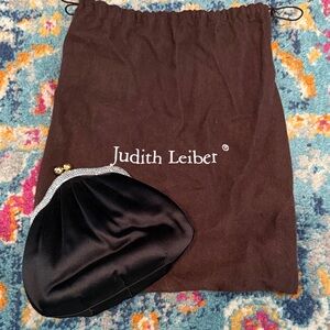 Judith Leiber Black Satin Evening Bag